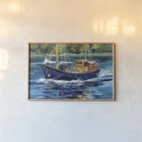 Heading to the Show by Jeanette Vertentes. shown as a paper print in a natural frame. Available as a archival giclee rolled canvas, fine art paper, or poster print. SKU 83412i.