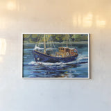 Heading to the Show by Jeanette Vertentes. shown as a paper print in a white frame. Available as a archival giclee rolled canvas, fine art paper, or poster print. SKU 83412i.