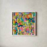 High Spirits by Jeanette Vertentes. Shown in a crisp white glass frame for a clean and minimalist style. Available as an archival giclee rolled canvas, fine art paper, or poster print. SKU 55477a.