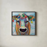 Holiday Beau by Jeanette Vertentes. Shown in a sleek black glass frame for a contemporary gallery look. Available as an archival giclee rolled canvas, fine art paper, or poster print. SKU 58755a.