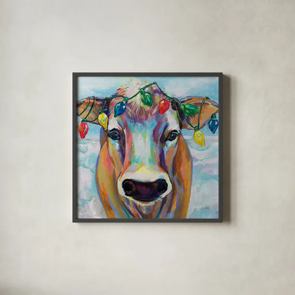 Holiday Beau by Jeanette Vertentes. Shown in a sleek black glass frame for a contemporary gallery look. Available as an archival giclee rolled canvas, fine art paper, or poster print. SKU 58755a.