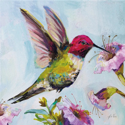 Hummingbird I Florals by Jeanette Vertentes. SKU 63688a. Archival Giclee Fine art print for wall decor.