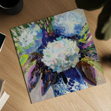 Hydrangea Chinoiserie II by Jeanette Vertentes. Shown as a detailed flat fine art print, highlighting archival giclee quality. Available as an archival giclee rolled canvas, fine art paper, or poster print. SKU 84312a.