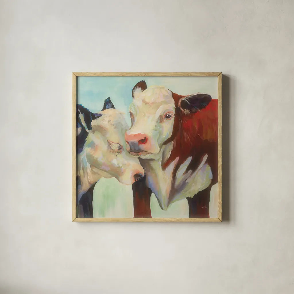 In Love by Jeanette Vertentes. Shown in a natural wood glass frame for a timeless modern aesthetic. Available as an archival giclee rolled canvas, fine art paper, or poster print. SKU 49135a.