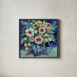 Joyful by Jeanette Vertentes. Shown in a sleek black glass frame for a contemporary gallery look. Available as an archival giclee rolled canvas, fine art paper, or poster print. SKU 103160a.