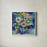 Joyful by Jeanette Vertentes. Shown in a crisp white glass frame for a clean and minimalist style. Available as an archival giclee rolled canvas, fine art paper, or poster print. SKU 103160a.