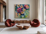 Jubilant by Jeanette Vertentes. Shown as extra-large giant wall art in a modern living room. Available as an archival giclee rolled canvas, fine art paper, or poster print. SKU 101650a.