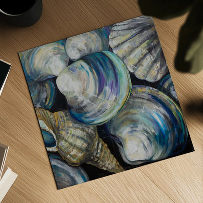 Key West Shells by Jeanette Vertentes. Shown as a detailed flat fine art print, highlighting archival giclee quality. Available as an archival giclee rolled canvas, fine art paper, or poster print. SKU 55495a.