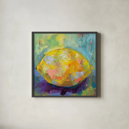 Lemon by Jeanette Vertentes. Shown in a sleek black glass frame for a contemporary gallery look. Available as an archival giclee rolled canvas, fine art paper, or poster print. SKU 53244a.