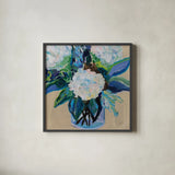 Light Hearted Bouquet by Jeanette Vertentes. Shown in a sleek black glass frame for a contemporary gallery look. Available as an archival giclee rolled canvas, fine art paper, or poster print. SKU 95744a.