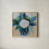 Light Hearted Bouquet by Jeanette Vertentes. Shown in a natural wood glass frame for a timeless modern aesthetic. Available as an archival giclee rolled canvas, fine art paper, or poster print. SKU 95744a.
