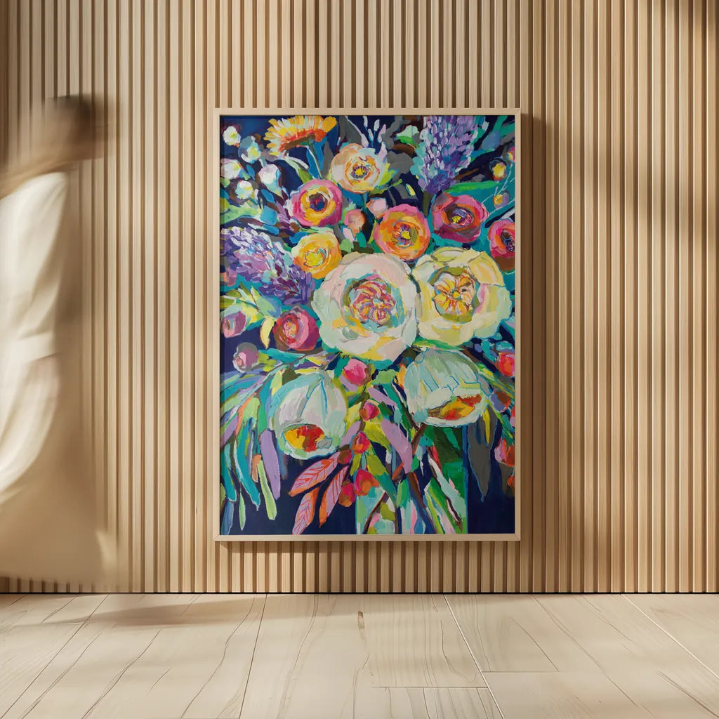 Lilys Bouquet by Jeanette Vertentes. shown as over sized large wall art. Available as an archival giclee rolled canvas, fine art paper, or poster print. SKU 54409h.