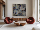 Lost Oyster by Jeanette Vertentes. Shown as extra-large giant wall art in a modern living room. Available as an archival giclee rolled canvas, fine art paper, or poster print. SKU 72620a.