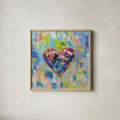 Love After Heartbreak by Jeanette Vertentes. Shown in a natural wood glass frame for a timeless modern aesthetic. Available as an archival giclee rolled canvas, fine art paper, or poster print. SKU 78272a.