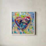 Love After Heartbreak v2 by Jeanette Vertentes. Shown in a crisp white glass frame for a clean and minimalist style. Available as an archival giclee rolled canvas, fine art paper, or poster print. SKU 89193a.