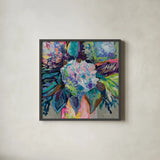 Love that Gives by Jeanette Vertentes. Shown in a sleek black glass frame for a contemporary gallery look. Available as an archival giclee rolled canvas, fine art paper, or poster print. SKU 97009a.