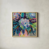 Love that Gives by Jeanette Vertentes. Shown in a natural wood glass frame for a timeless modern aesthetic. Available as an archival giclee rolled canvas, fine art paper, or poster print. SKU 97009a.