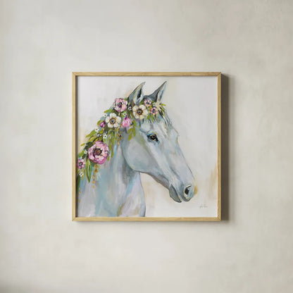 Lovely I by Jeanette Vertentes. Shown in a natural wood glass frame for a timeless modern aesthetic. Available as an archival giclee rolled canvas, fine art paper, or poster print. SKU 62400a.