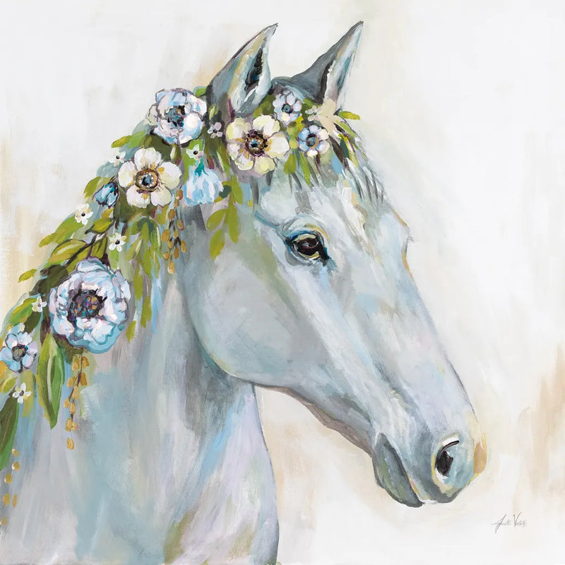 Lovely I Blue Flowers by Jeanette Vertentes. SKU 68932a. Archival Giclee Fine art print for wall decor.