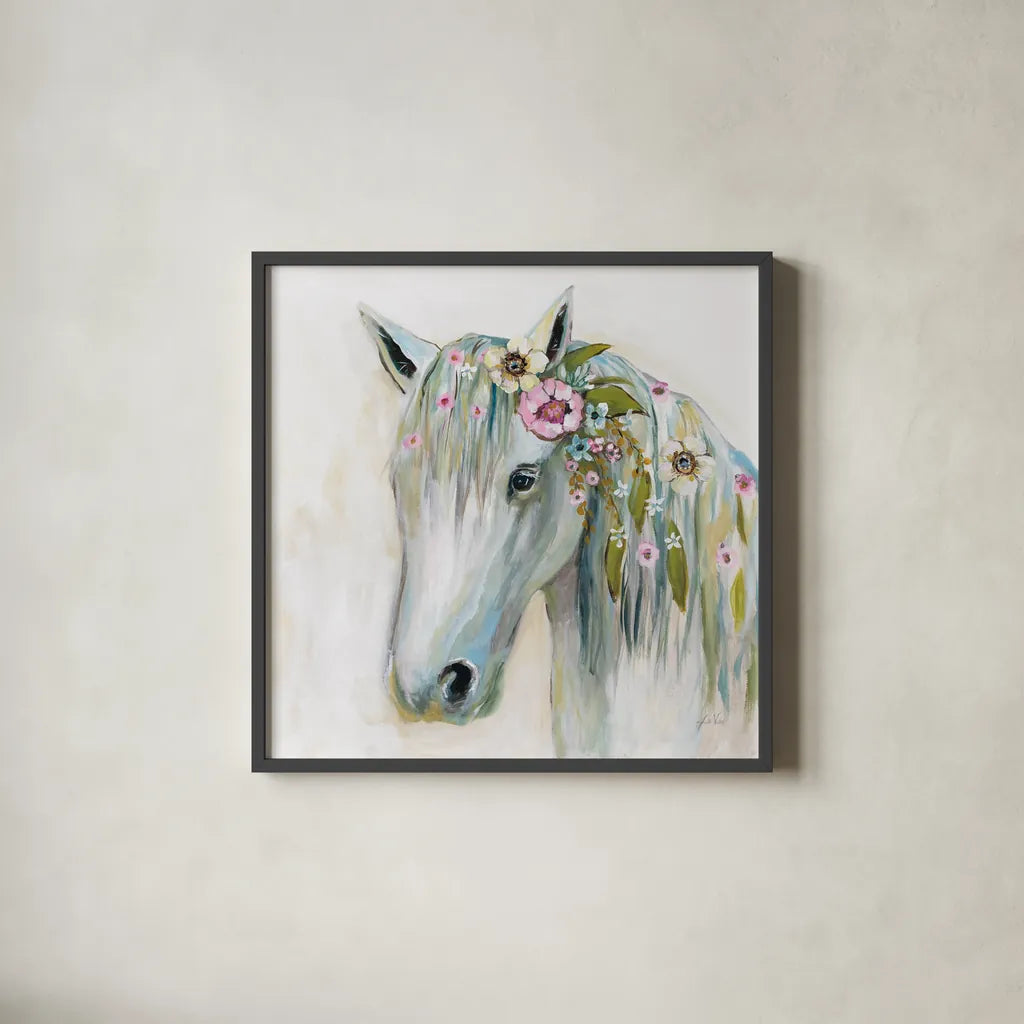 Lovely II by Jeanette Vertentes. Shown in a sleek black glass frame for a contemporary gallery look. Available as an archival giclee rolled canvas, fine art paper, or poster print. SKU 62401a.