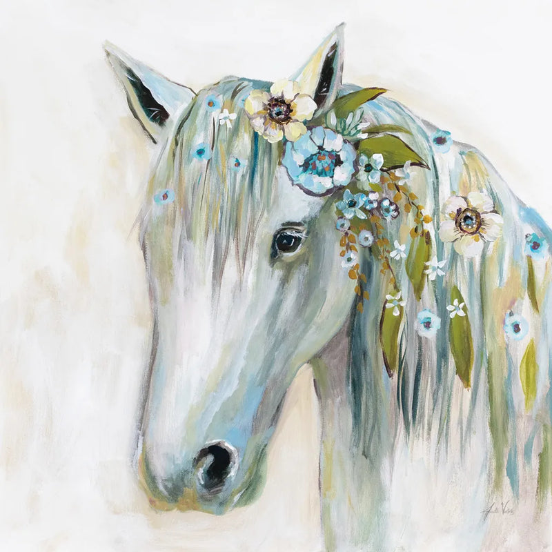 Lovely II Blue Flowers by Jeanette Vertentes. SKU 68933a. Archival Giclee Fine art print for wall decor.