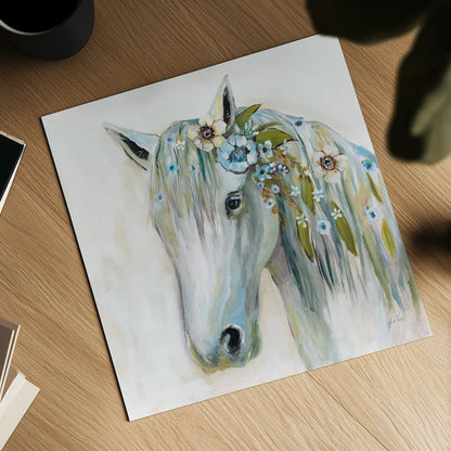 Lovely II Blue Flowers by Jeanette Vertentes. Shown as a detailed flat fine art print, highlighting archival giclee quality. Available as an archival giclee rolled canvas, fine art paper, or poster print. SKU 68933a.