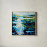 Luminescence by Jeanette Vertentes. Shown in a natural wood glass frame for a timeless modern aesthetic. Available as an archival giclee rolled canvas, fine art paper, or poster print. SKU 71514a.