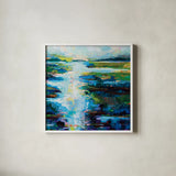 Luminescence by Jeanette Vertentes. Shown in a crisp white glass frame for a clean and minimalist style. Available as an archival giclee rolled canvas, fine art paper, or poster print. SKU 71514a.