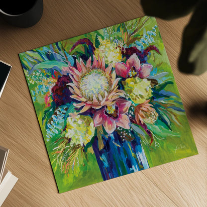Marias Bouquet by Jeanette Vertentes. Shown as a detailed flat fine art print, highlighting archival giclee quality. Available as an archival giclee rolled canvas, fine art paper, or poster print. SKU 78266a.