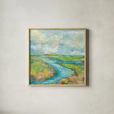 Marsh by Jeanette Vertentes. Shown in a natural wood glass frame for a timeless modern aesthetic. Available as an archival giclee rolled canvas, fine art paper, or poster print. SKU 53171a.
