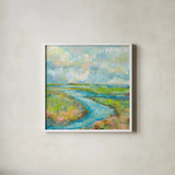Marsh by Jeanette Vertentes. Shown in a crisp white glass frame for a clean and minimalist style. Available as an archival giclee rolled canvas, fine art paper, or poster print. SKU 53171a.