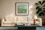 Marsh by Jeanette Vertentes. Displayed in a glass frame with matte in a clean modern living room. Available as an archival giclee rolled canvas, fine art paper, or poster print. SKU 53171a.
