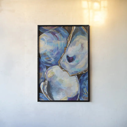 Matunuck Shells by Jeanette Vertentes. shown as a paper print in a black flame. Available as a archival giclee rolled canvas, fine art paper, or poster print. SKU 72149h.