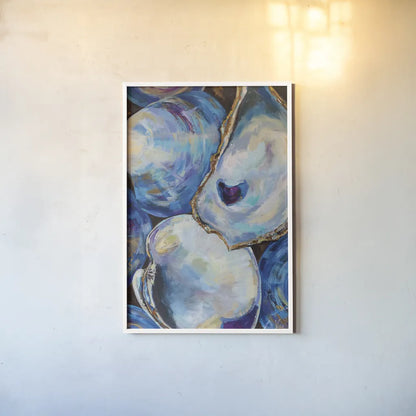 Matunuck Shells by Jeanette Vertentes. shown as a paper print in a white frame. Available as a archival giclee rolled canvas, fine art paper, or poster print. SKU 72149h.