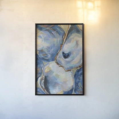Matununk Shells Tan by Jeanette Vertentes. shown as a paper print in a black flame. Available as a archival giclee rolled canvas, fine art paper, or poster print. SKU 75974h.