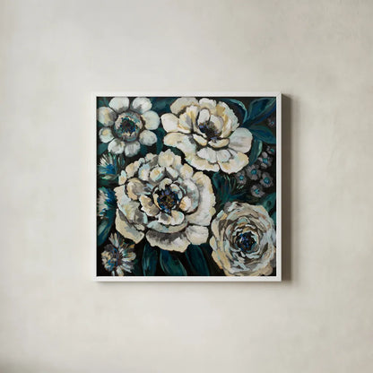 Midnight by Jeanette Vertentes. Shown in a crisp white glass frame for a clean and minimalist style. Available as an archival giclee rolled canvas, fine art paper, or poster print. SKU 56810a.