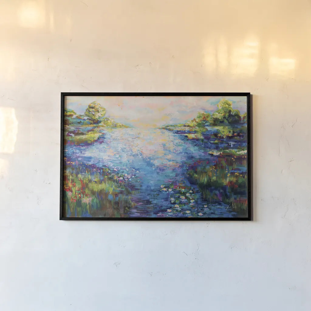 Monet Day by Jeanette Vertentes. shown as a paper print in a black flame. Available as a archival giclee rolled canvas, fine art paper, or poster print. SKU 78036i.