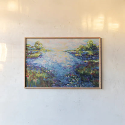 Monet Day by Jeanette Vertentes. shown as a paper print in a natural frame. Available as a archival giclee rolled canvas, fine art paper, or poster print. SKU 78036i.