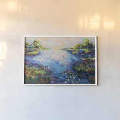 Monet Day by Jeanette Vertentes. shown as a paper print in a white frame. Available as a archival giclee rolled canvas, fine art paper, or poster print. SKU 78036i.