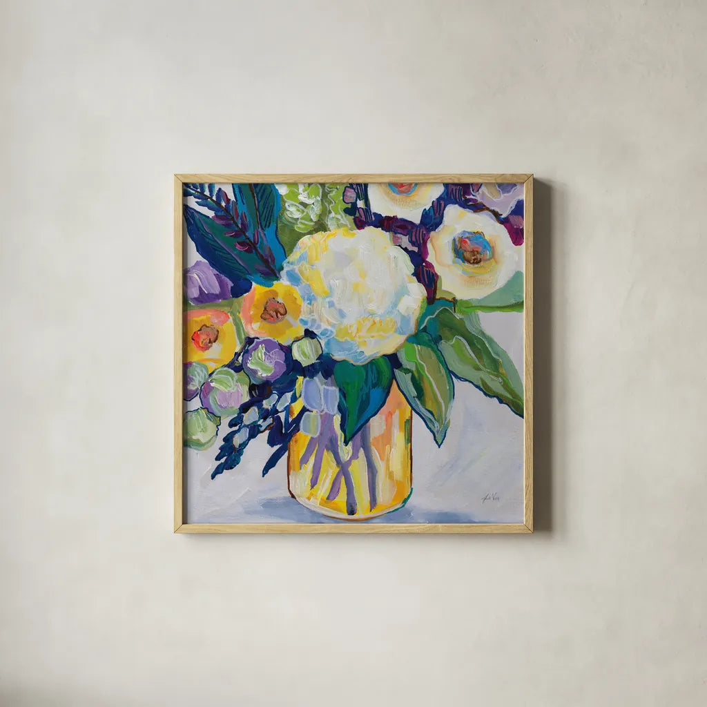 My Flame by Jeanette Vertentes. Shown in a natural wood glass frame for a timeless modern aesthetic. Available as an archival giclee rolled canvas, fine art paper, or poster print. SKU 95750a.