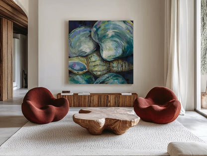New England Summer by Jeanette Vertentes. Shown as extra-large giant wall art in a modern living room. Available as an archival giclee rolled canvas, fine art paper, or poster print. SKU 53176a.