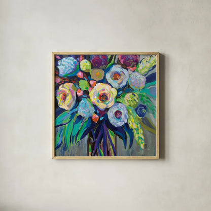 Nighttime by Jeanette Vertentes. Shown in a natural wood glass frame for a timeless modern aesthetic. Available as an archival giclee rolled canvas, fine art paper, or poster print. SKU 54408a.