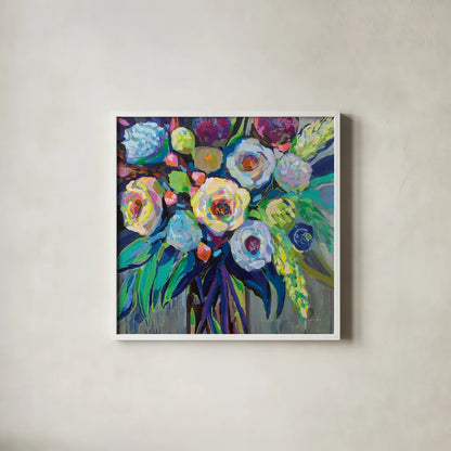 Nighttime by Jeanette Vertentes. Shown in a crisp white glass frame for a clean and minimalist style. Available as an archival giclee rolled canvas, fine art paper, or poster print. SKU 54408a.