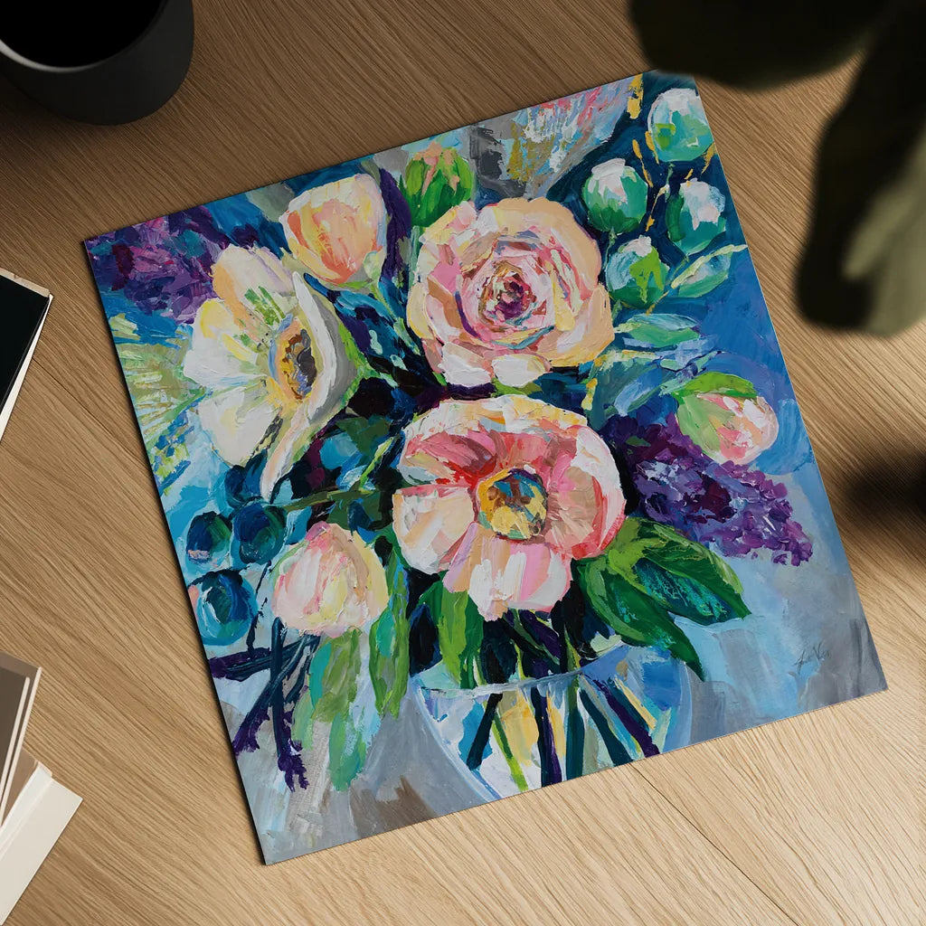 O Happy Day by Jeanette Vertentes. Shown as a detailed flat fine art print, highlighting archival giclee quality. Available as an archival giclee rolled canvas, fine art paper, or poster print. SKU 93445a.