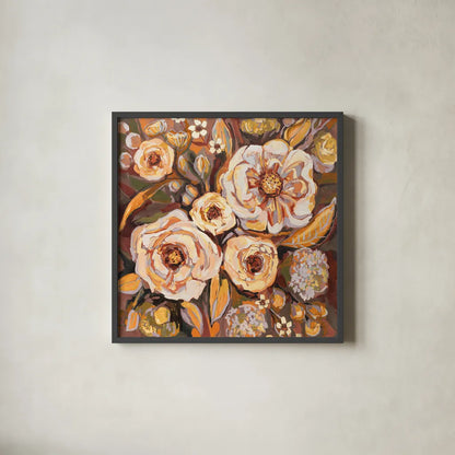 Ocean House Fall by Jeanette Vertentes. Shown in a sleek black glass frame for a contemporary gallery look. Available as an archival giclee rolled canvas, fine art paper, or poster print. SKU 56481a.