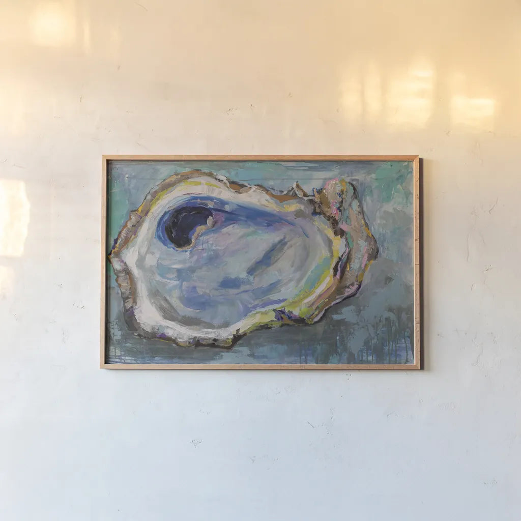 Oyster Two by Jeanette Vertentes. shown as a paper print in a natural frame. Available as a archival giclee rolled canvas, fine art paper, or poster print. SKU 55496i.
