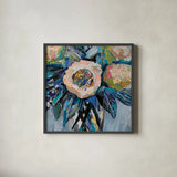 Peachy by Jeanette Vertentes. Shown in a sleek black glass frame for a contemporary gallery look. Available as an archival giclee rolled canvas, fine art paper, or poster print. SKU 91761a.