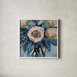 Peachy by Jeanette Vertentes. Shown in a crisp white glass frame for a clean and minimalist style. Available as an archival giclee rolled canvas, fine art paper, or poster print. SKU 91761a.