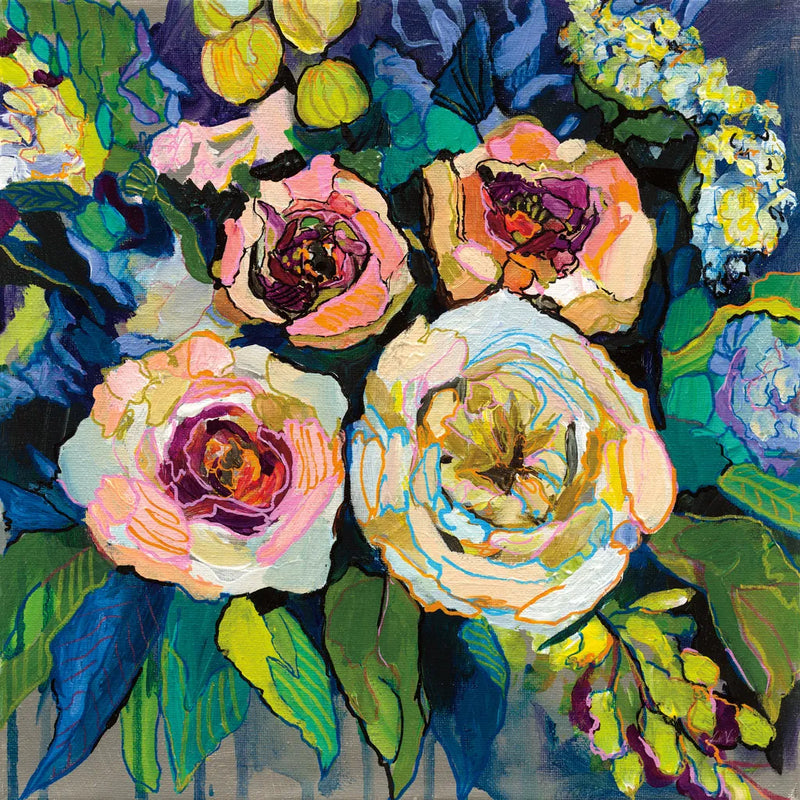 Peony Garden by Jeanette Vertentes. SKU 53170a. Archival Giclee Fine art print for wall decor.