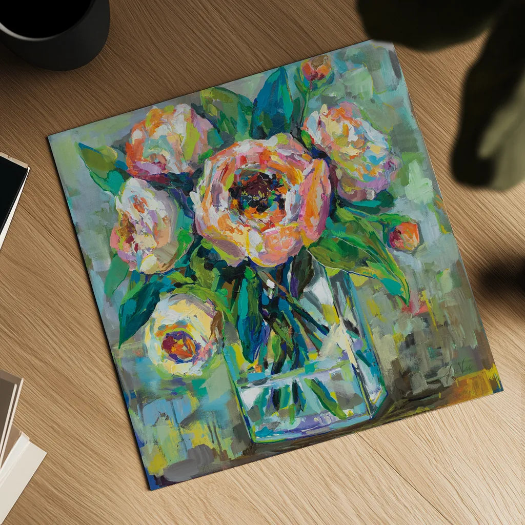 Pink by Jeanette Vertentes. Shown as a detailed flat fine art print, highlighting archival giclee quality. Available as an archival giclee rolled canvas, fine art paper, or poster print. SKU 53471a.